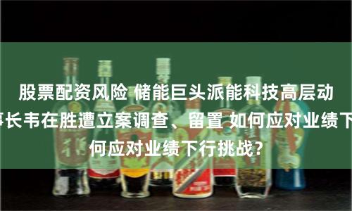 股票配资风险 储能巨头派能科技高层动荡：董事长韦在胜遭立案调查、留置 如何应对业绩下行挑战？