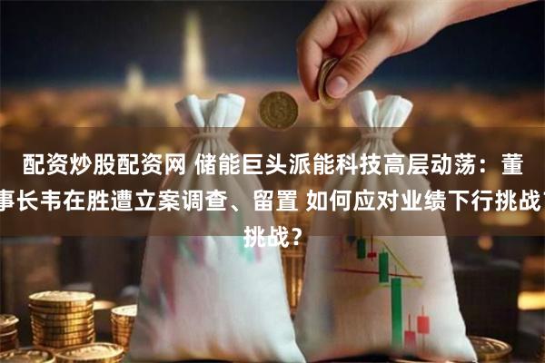 配资炒股配资网 储能巨头派能科技高层动荡：董事长韦在胜遭立案调查、留置 如何应对业绩下行挑战？